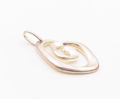 925 Sterling Silver  Vintage Minimalist Carved Spiral Cutout Pendant  PT20982
