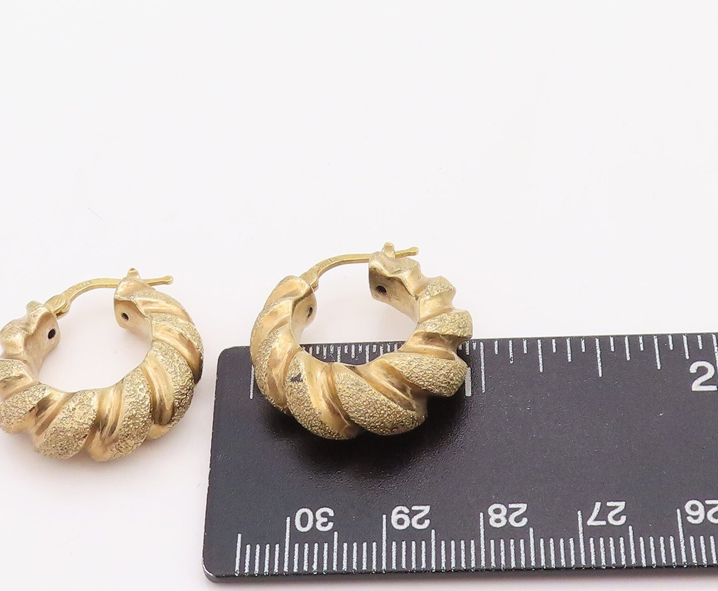 925 Sterling Silver Vintage Earrings Gold Plated Twisted Rope Carved  EG13191