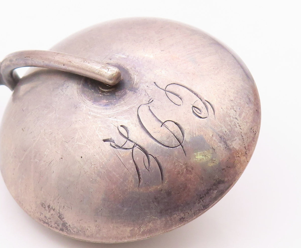 WEB 925 Sterling Silver  Vintage Antique Etched Baby Toy (RATTLES)  TR2739