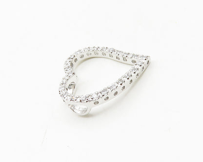925 Sterling Silver  Sparkling Cubic Zirconia Open Love Heart Pendant  PT14740