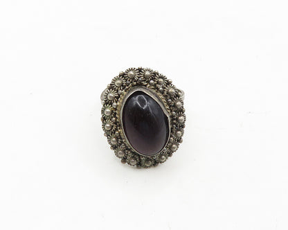 925 Sterling Silver  Vintage Cabochon Amethyst Cocktail Ring Sz 7.5  RG19027