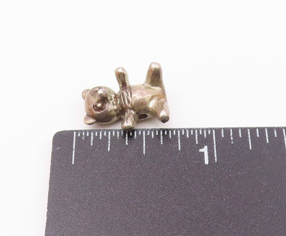 925 Sterling Silver  Vintage Dark Tone Teddy Bear Motif Pendant  PT17361