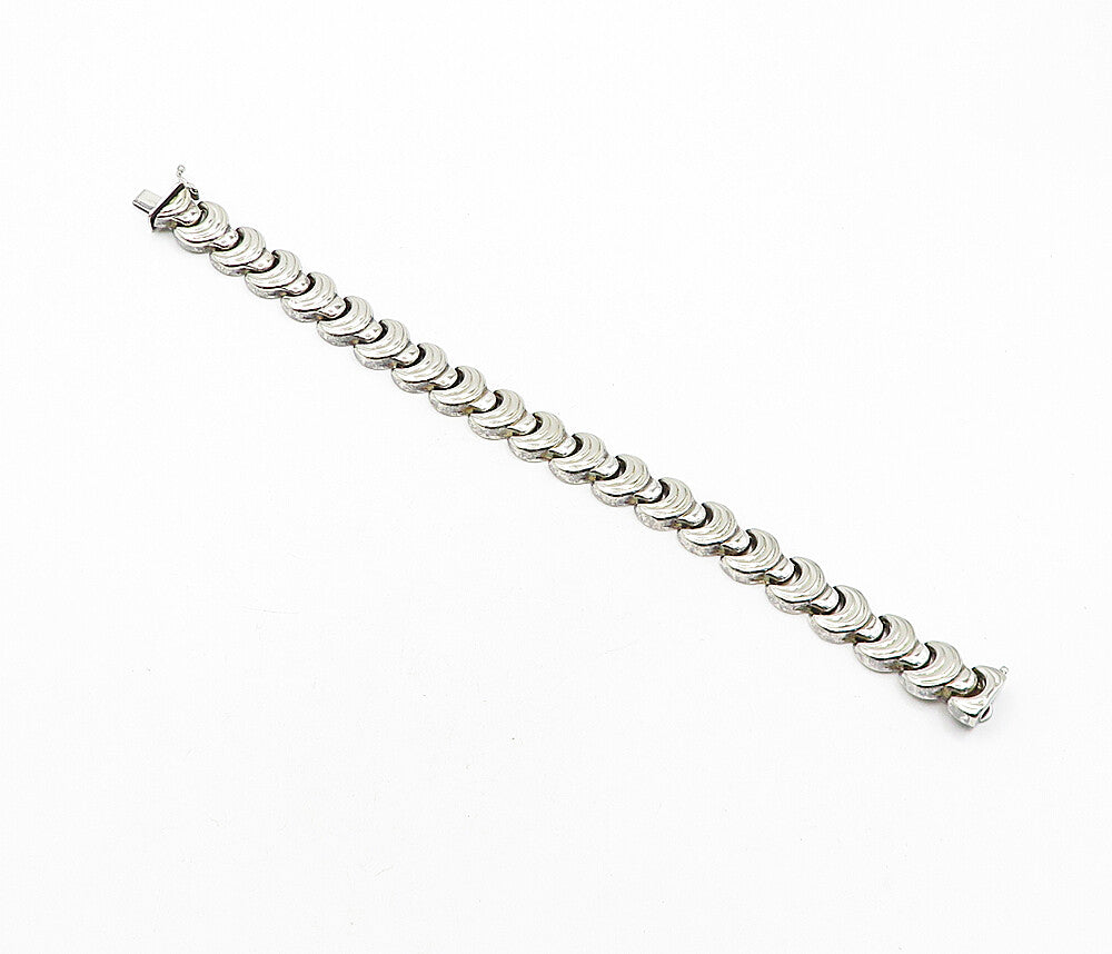 925 Sterling Silver  Vintage Shiny Wrench Hinge Link Chain Bracelet  BT1661