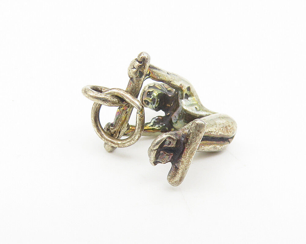 925 Sterling Silver  Vintage Petite Dark Tone Gymnast Sports Pendant  PT9063