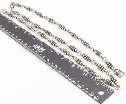 925 Sterling Silver Vintage Necklace MEXICO Barrel Link Long Chain HEAVY  NE4893