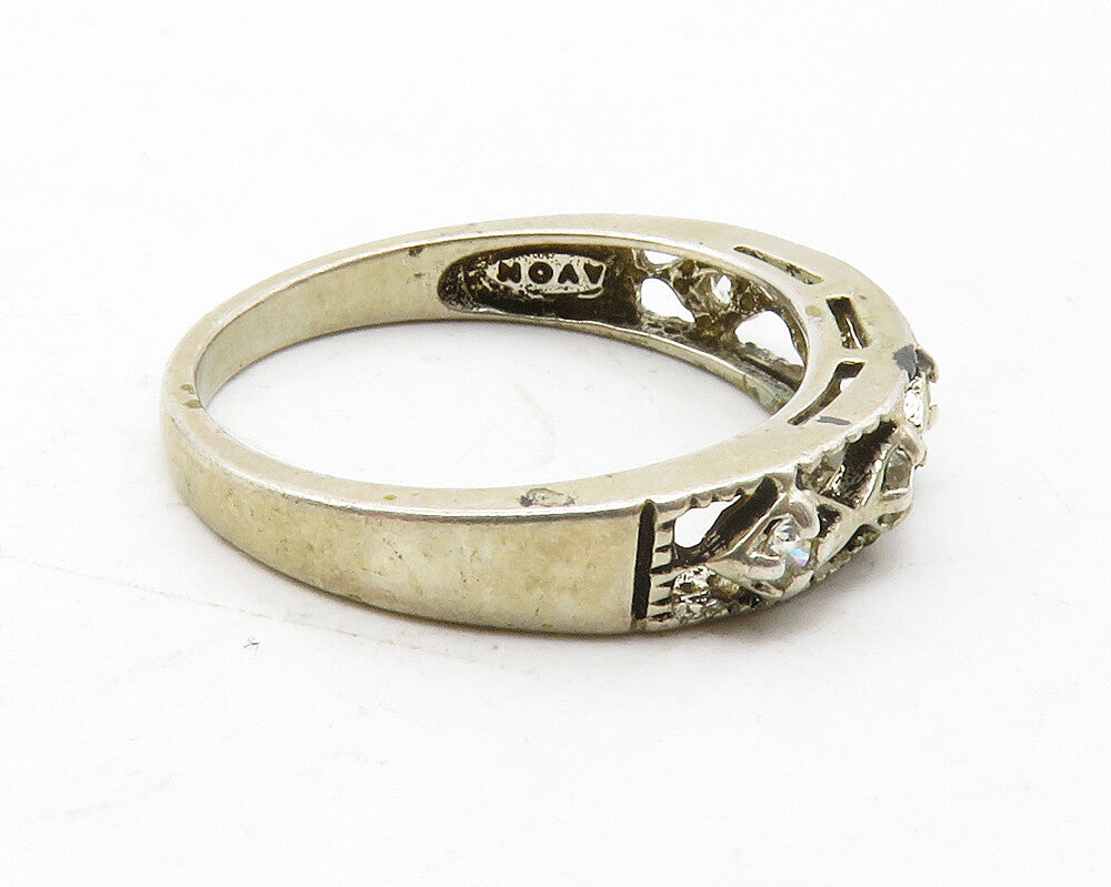 AVON 925 Sterling Silver  Vintage Topaz Open Design Band Ring Sz 8  RG13699