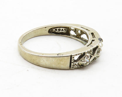 AVON 925 Sterling Silver  Vintage Topaz Open Design Band Ring Sz 8  RG13699