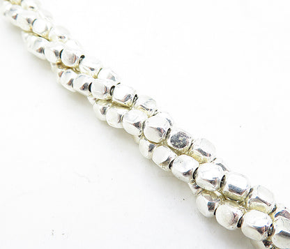 925 Sterling Silver Shiny Petite Beaded Multi Strand Chain Necklace NE1104