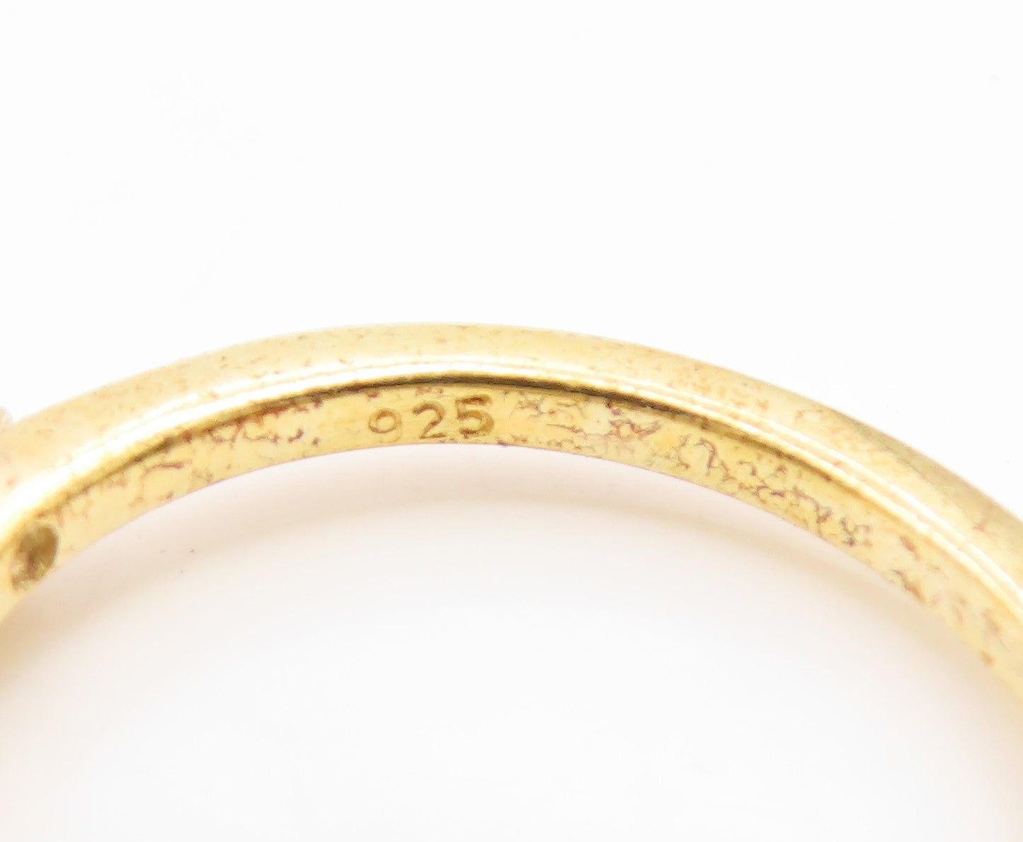 925 Sterling Silver Vintage Ring Gold Plated CZ Floral Link Band  Sz 7  RG35214