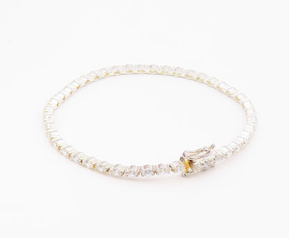 925 Sterling Silver  Shiny Round Cut Cubic Zirconia Tennis Bracelet  BT7369
