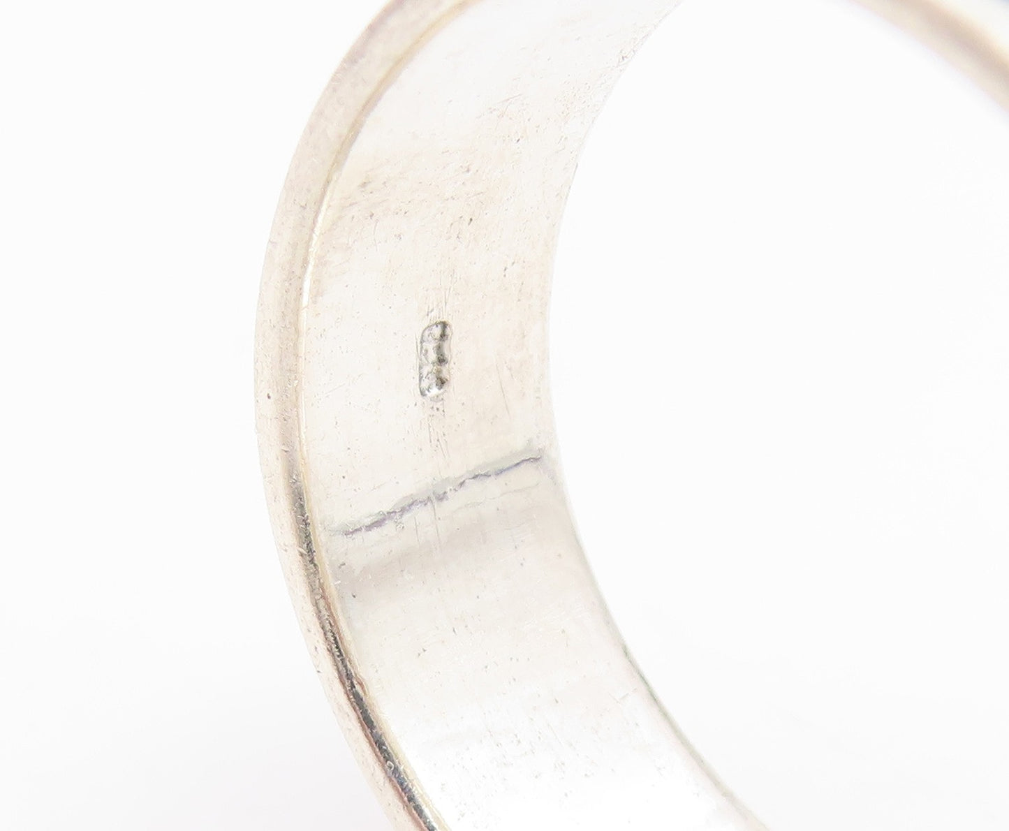 925 Sterling Silver Vintage Ring Engraved Coyote Motif Band  Sz 13.5  RG34955