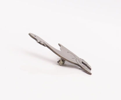 925 Sterling Silver Vintage Brooch Pin Solid Etched Happy Walking Duck  BP11045