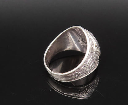 REED & CO. 925 Silver  Vintage Antique Enamel Class Signet Ring Sz 6.5 RG26059