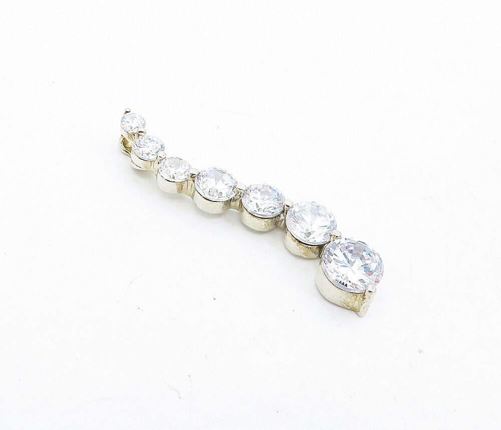 925 Sterling Silver  Sparkling Graduated Cubic Zirconia Swirl Pendant  PT3585