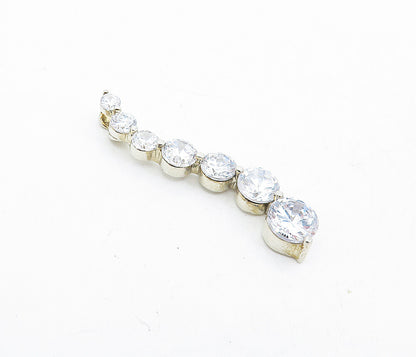 925 Sterling Silver  Sparkling Graduated Cubic Zirconia Swirl Pendant  PT3585