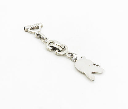 925 Sterling Silver  Vintage Egyptian Pharaoh Shiny Linked Key Chain  TR1427