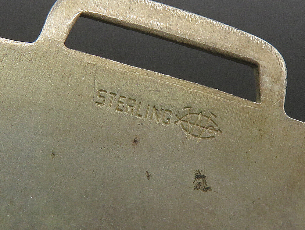 925 Sterling Silver  Vintage Etched Flat Briefcase Pendant  PT20872