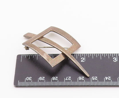 MEXICO 925 Sterling Silver  Vintage Dark Tone Open Square Brooch Pin  BP3612