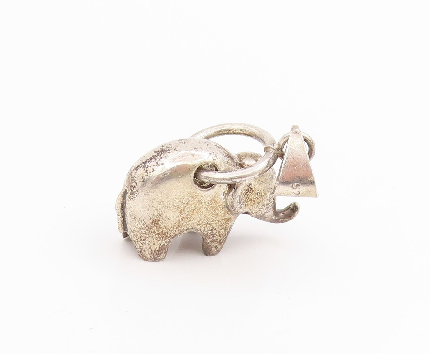 925 Sterling Silver Vintage Pendant Lucky Majestic Elephant Figurine  PT25606