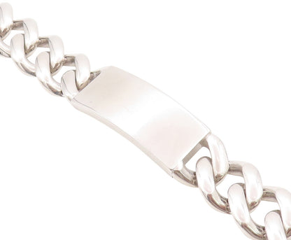925 Sterling Silver Vintage Bracelet Rectangle Curb Linked Chain CZ Lock BT11260