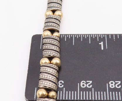 14k Gold 925 Sterling Silver Vintage Necklace Antique Carved Bead Design  NE4440