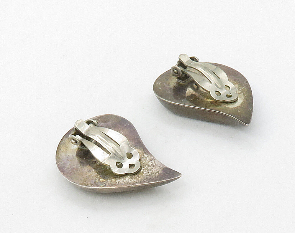 MEXICO 925 Sterling Silver  Vintage Rain Drop Non Pierce Earrings  EG8300