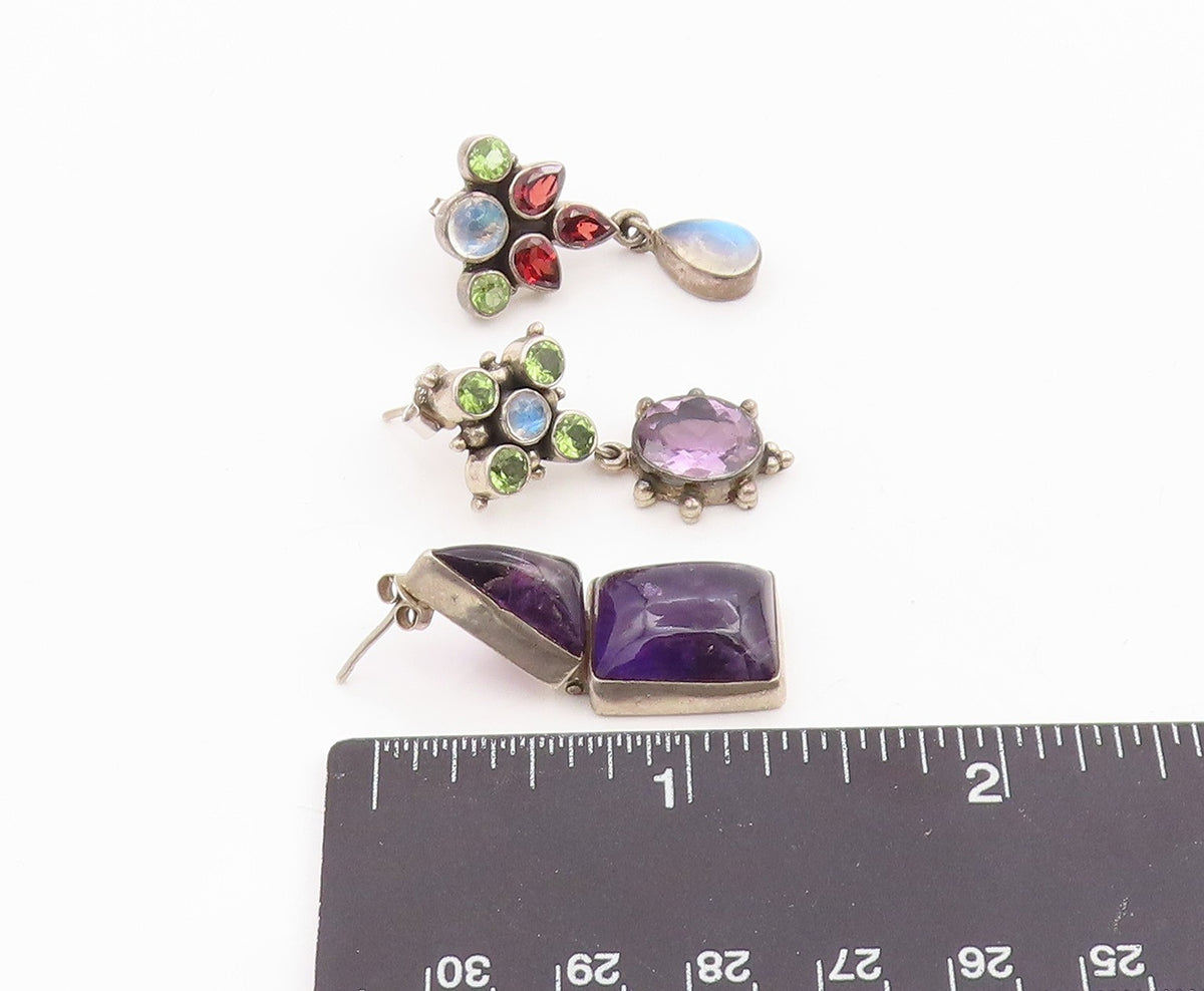 925 Sterling Silver Vintage Earrings Amethyst & Gemstone Single Pieces  EG14300