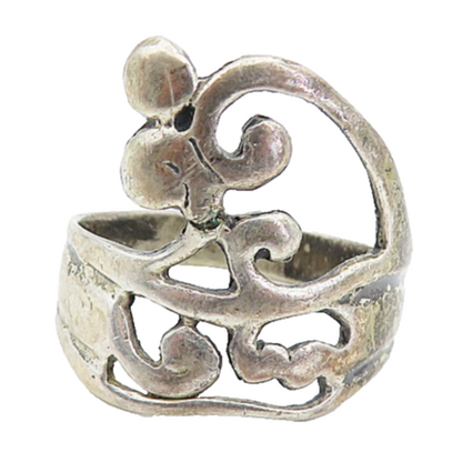 925 Sterling Silver Vintage Dark Tone Swirl Designed Band Ring  Sz 7  RG4997