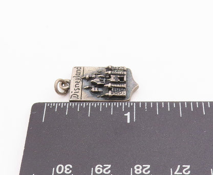 925 Sterling Silver Vintage Pendant Dark Tone Carved Disney Land Charm  PT24927