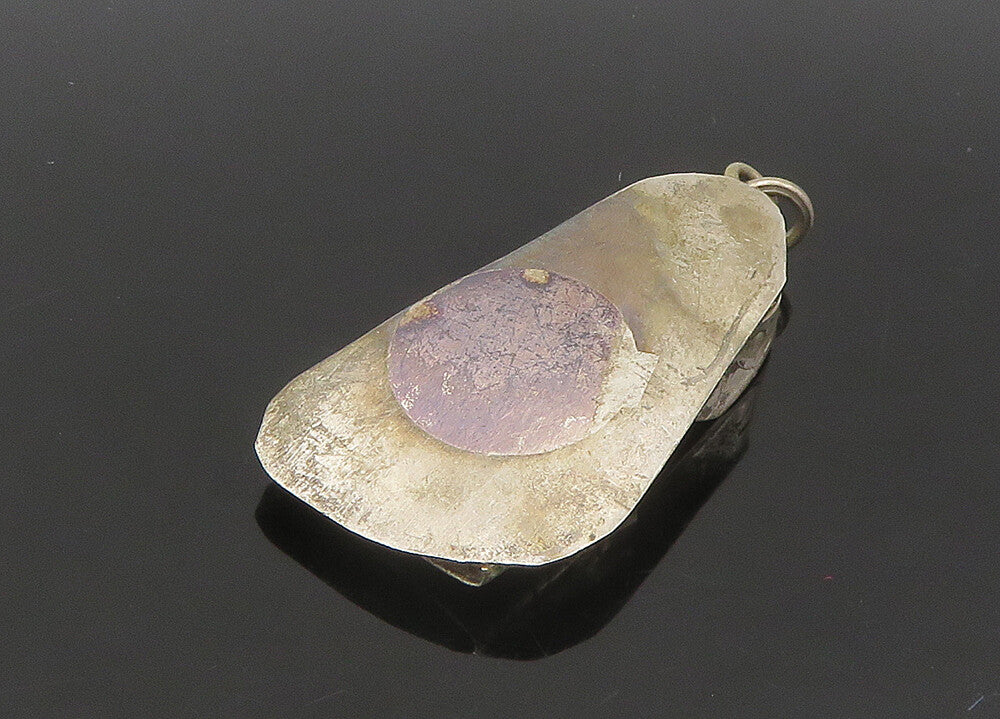 925 Sterling Silver  Vintage Dark Tone Etched Detail Sandal Pendant  PT17963