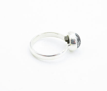 925 Sterling Silver  Cabochon Rutilated Quartz Solitaire Ring Sz 5.5  RG7818