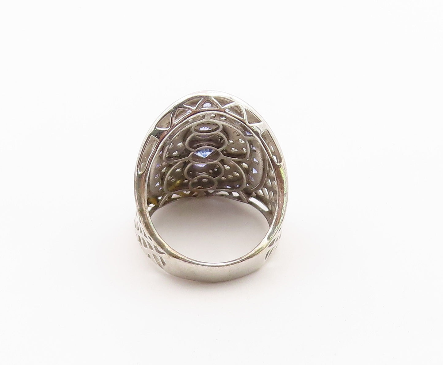 925 Sterling Silver Vintage Ring Tanzanite & Topaz Cluster Band  Sz 10  RG36638