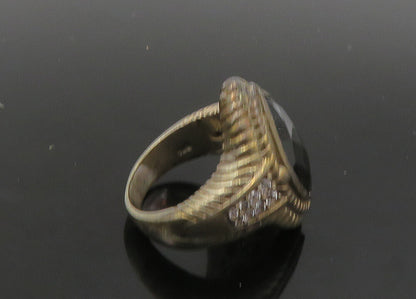925 Sterling Silver   Vintage Smoky Topaz Pointed Cocktail Ring Sz 7  RG23017