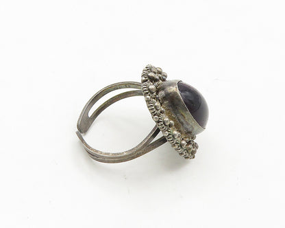 925 Sterling Silver  Vintage Cabochon Amethyst Cocktail Ring Sz 7.5  RG19027