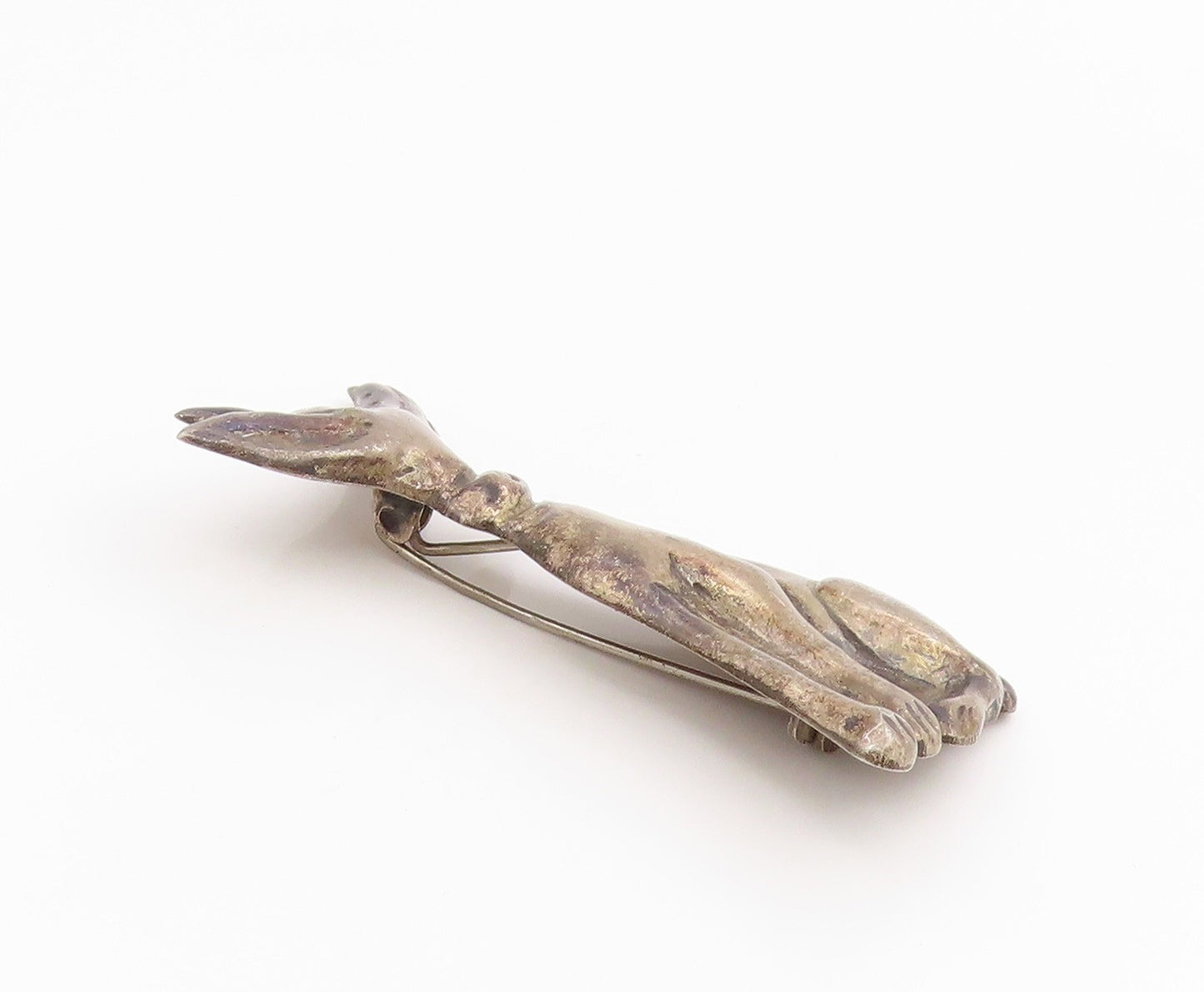 925 Sterling Silver Vintage Brooch Solid Greyhound Dog Figurine Charm  BP12162