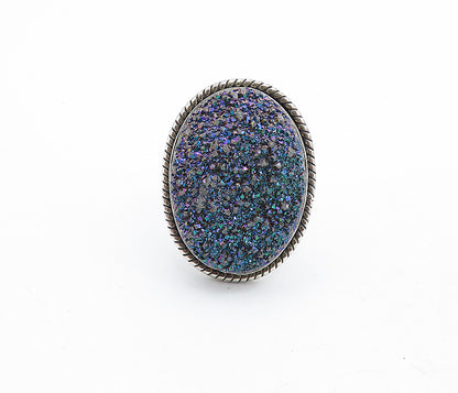 NICKY BUTLER 925 Silver  Vintage Druzy Stone Twist Cocktail Ring Sz 8  RG6417