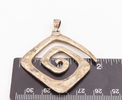 925 Sterling Silver Vintage Pendant Solid Square Cutout Coiled Spiral  PT22883
