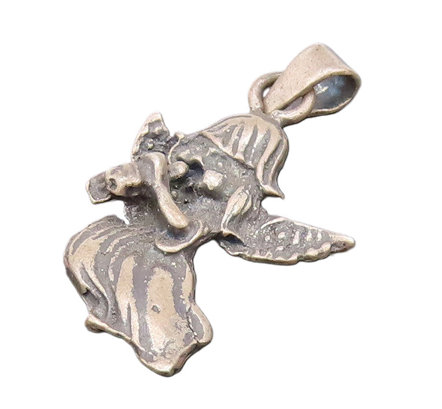 925 Sterling Silver  Vintage Mini Angle of Music Charm Pendant  PT22137