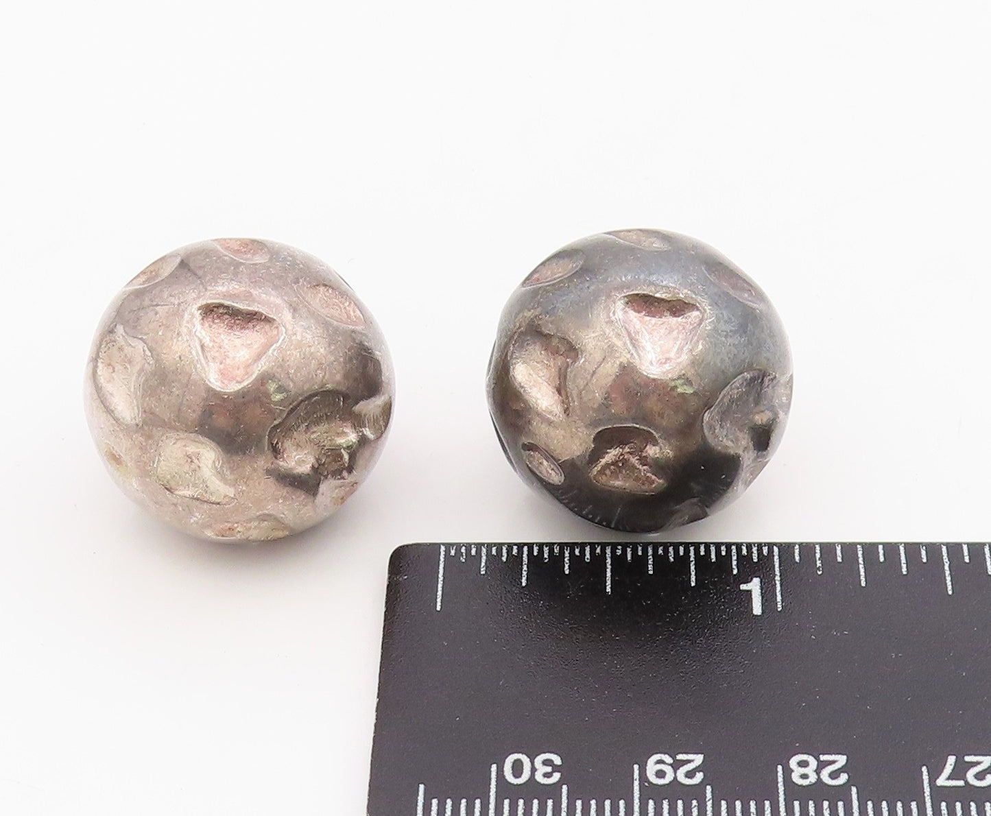 925 Sterling Silver Vintage Earrings Abstract Spherical Ball Omega Back  EG13931