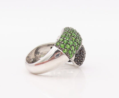 925 Sterling Silver Vintage Ring Designer Spinel & Green Topaz Knot Sz 7 RG30294