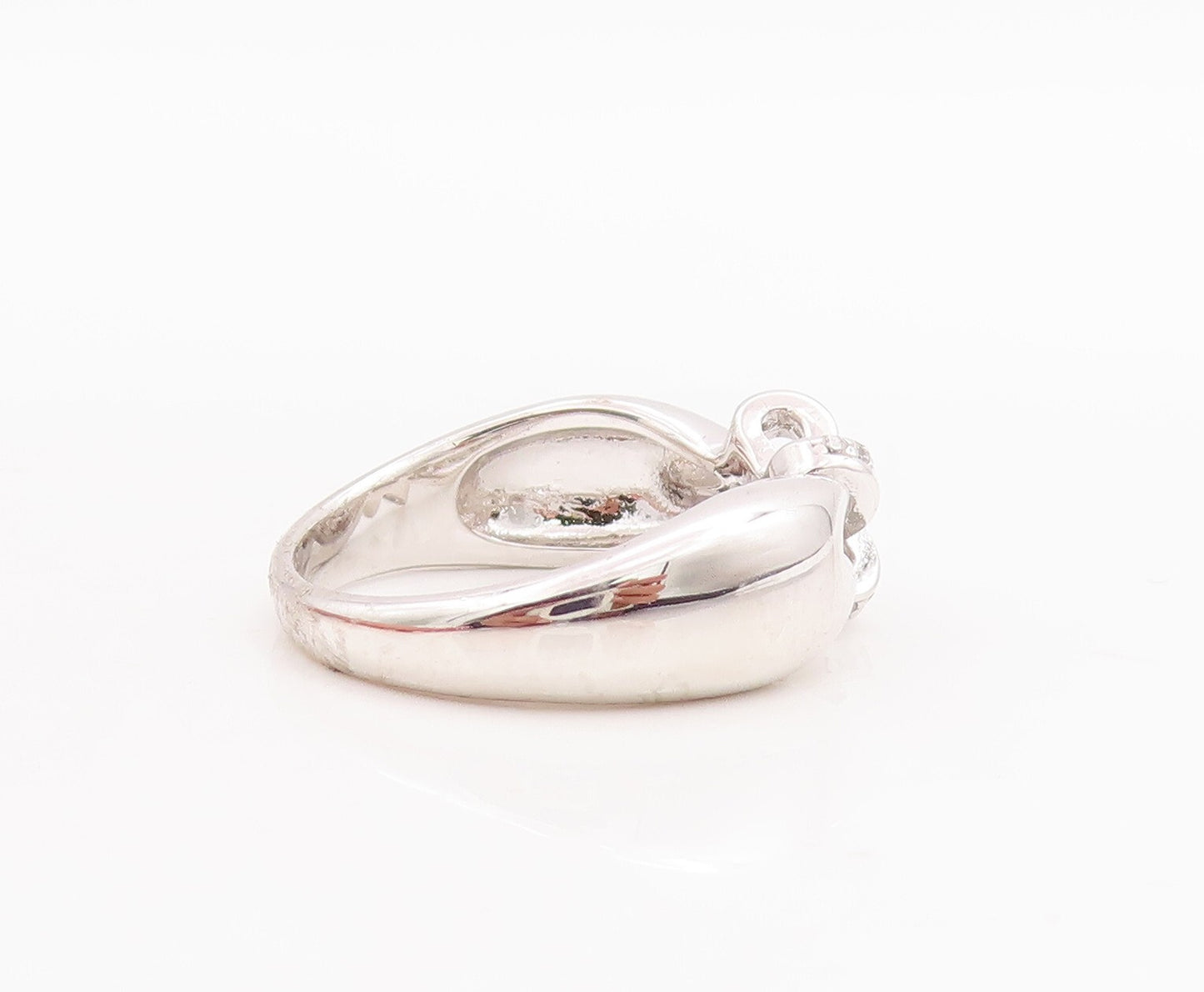 925 Sterling Silver Vintage Ring Designer Cutout CZ Inlay Knot  Sz 7  RG29253