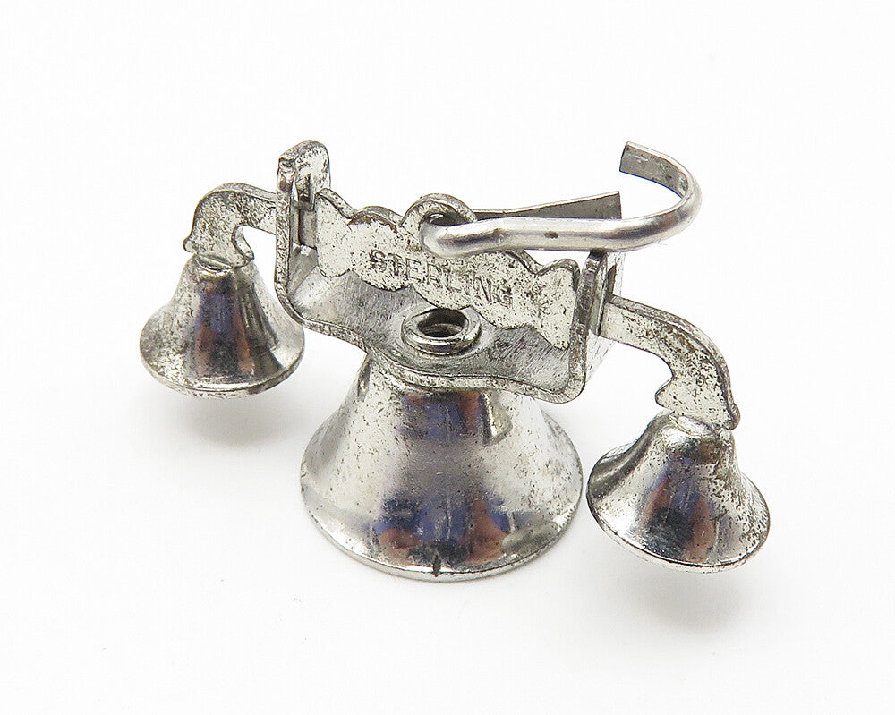 925 Sterling Silver  Vintage Dark Tone Old Fashioned Telephone Pendant  PT8488