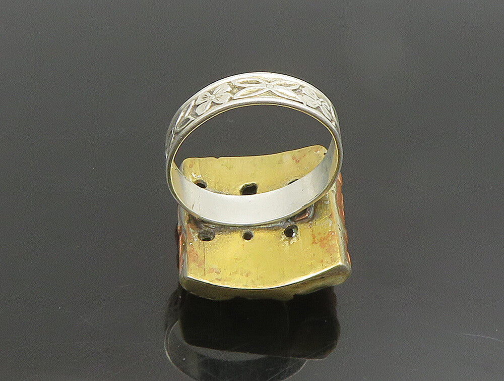UNCAS 925 Sterling Silver  Vintage Ribbed Two Tone Flower Ring Sz 6.5  RG24665