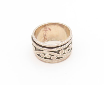 925 Sterling Silver Vintage Ring Wavy Design With Dots Wide Band Sz 5.5 RG34698