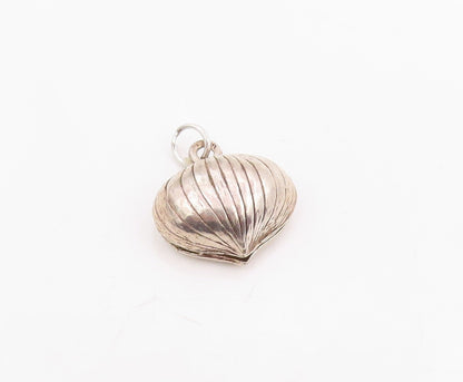 925 Sterling Silver Vintage Pendant Ribbed Puffy Nautical Seashell Charm PT25753