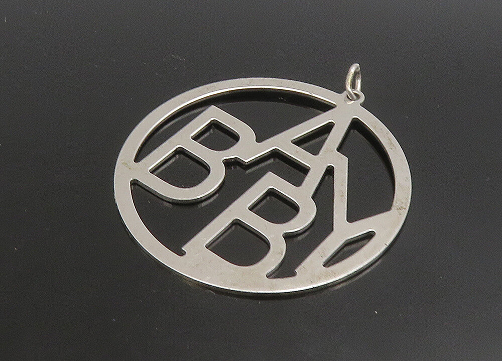 925 Sterling Silver  Vintage Shiny Polished Baby Round Pendant  PT19092