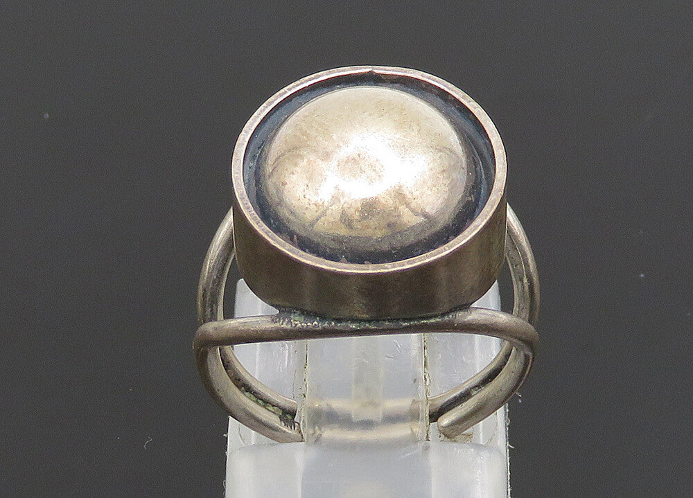 BEAU 925 Silver  Vintage Dark Tone Shiny Dome Split Band Ring Sz 5  RG23463