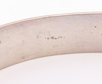 925 Sterling Silver  Vintage Shiny Smooth Wavy Hook Bangle Bracelet  BT8765