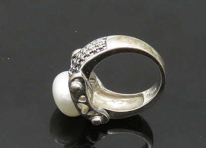 925 Sterling Silver  Vintage Freshwater Pearl Cocktail Ring Sz 7.5  RG20805