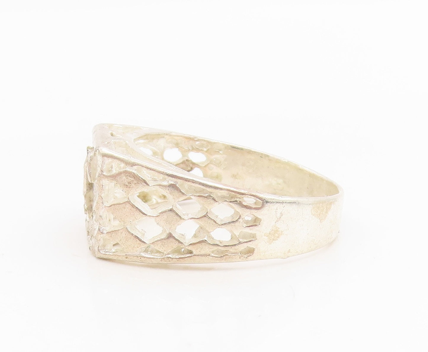 925 Sterling Silver Vintage Ring Etched Initial C Monogram Band  Sz 11  RG34906